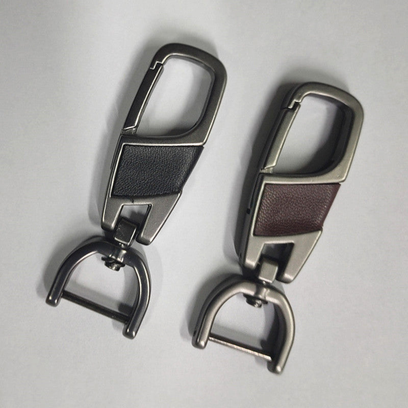 Leather Metal Keychain Alloy Key Chain DIY 360 Degrees for Car Motorcycle Home