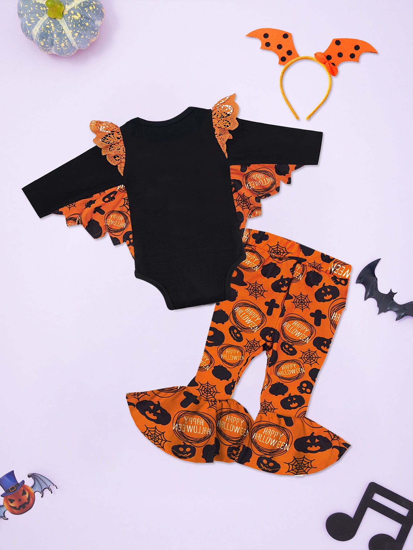 Baby Girl Halloween Costume My First Outfit Pumpkin Pants Headband