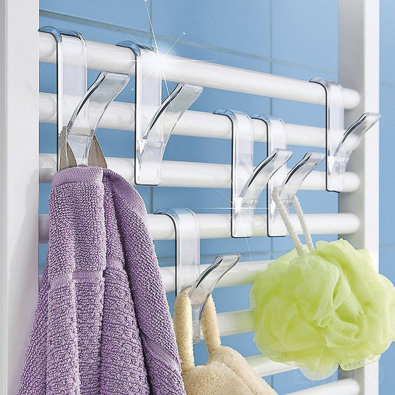 4pc Rod Hanging Hook Plastic Storage Hanger for Kitchen Bathroom Bedroom