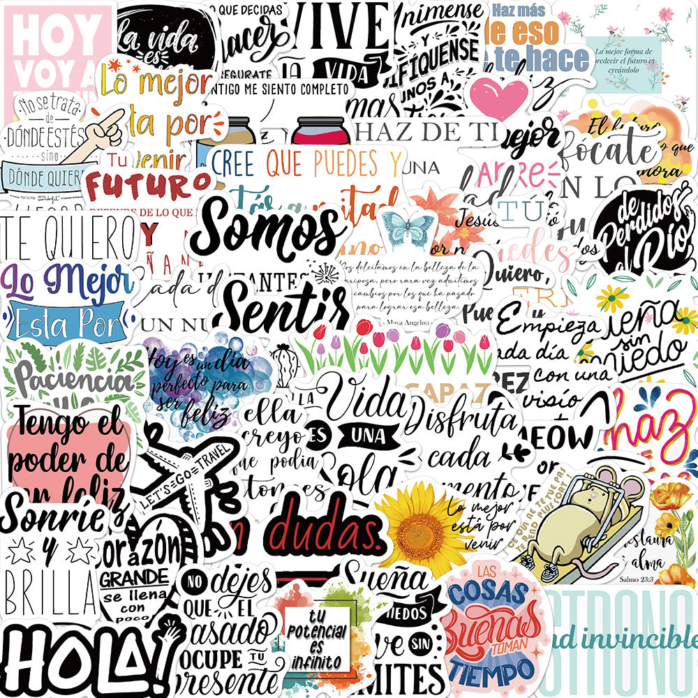 50pcs Spain Motivational Vinyl Stickers Waterproof for Adults