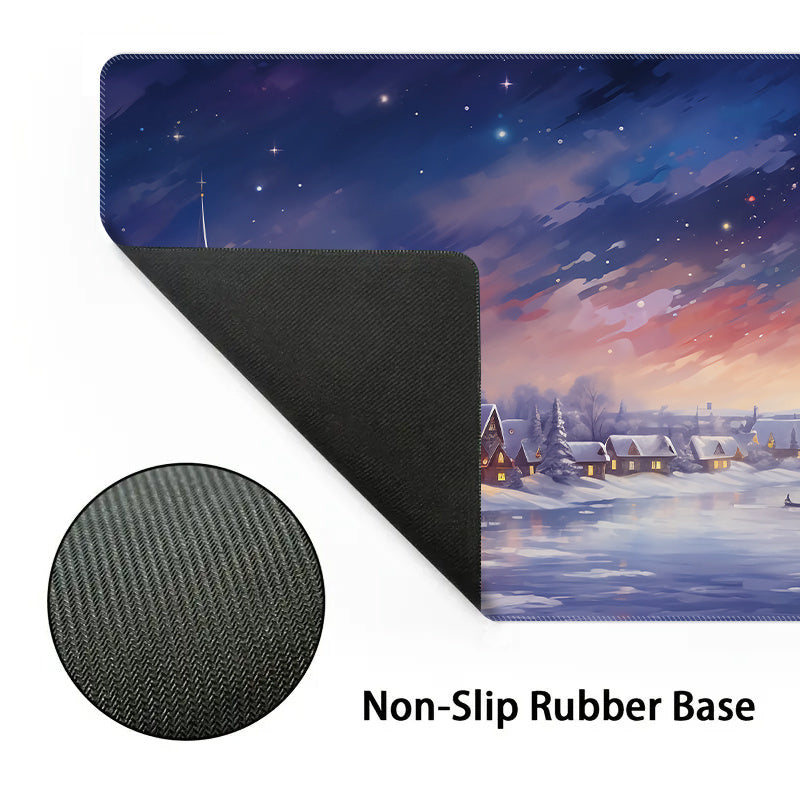 Large Gaming Mouse Pad Snow Scene Pattern Non-slip Rubber Keyboard Mat