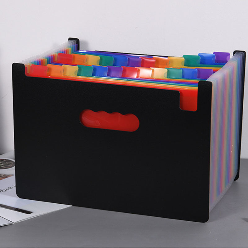 Expanding File Folder 24 Pockets Letter Size Organizer Plastic Rainbow Filing