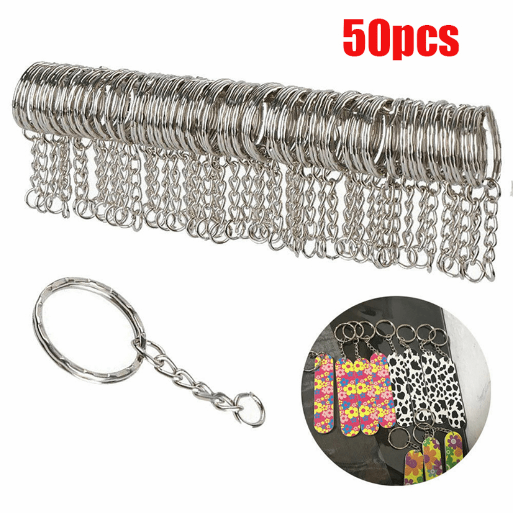 50pcs Metal Blank Keyring Keychain Split Rings for Men DIY Accessories