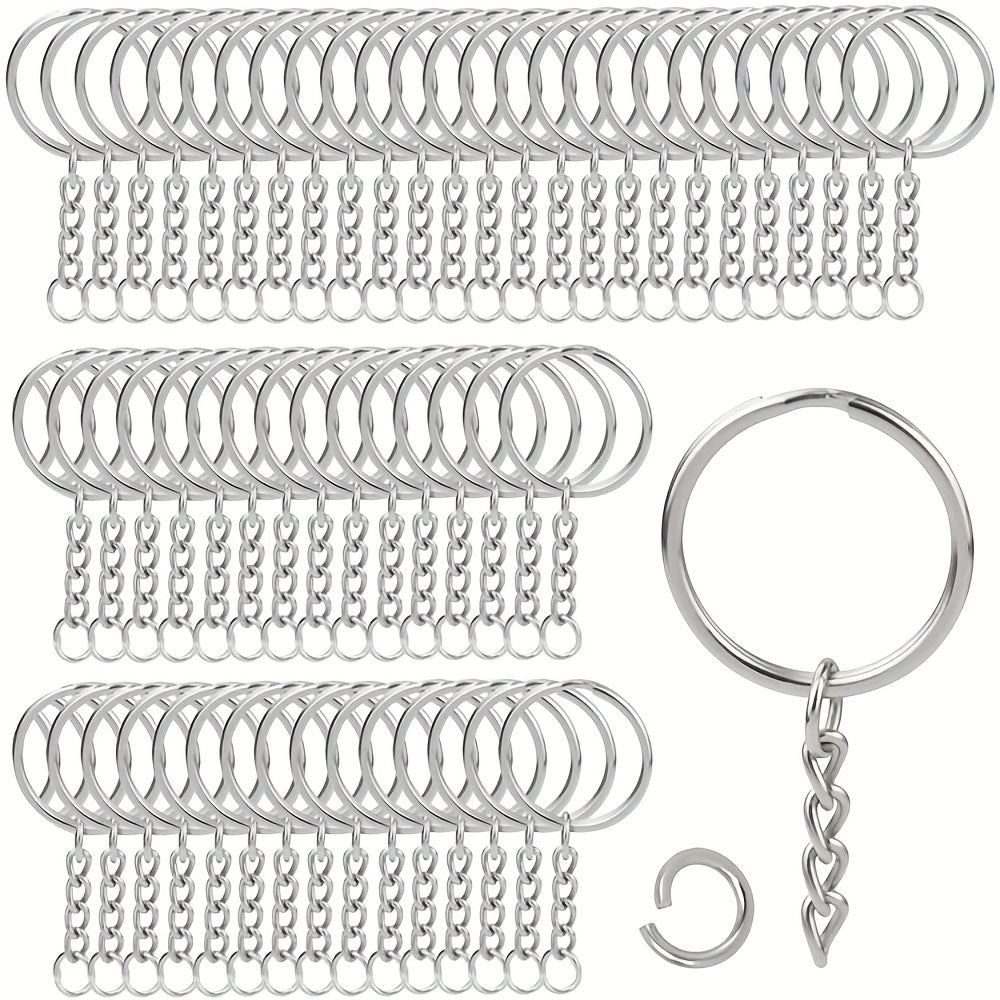 50pcs Metal Blank Keyring Keychain Split Rings for Men DIY Accessories