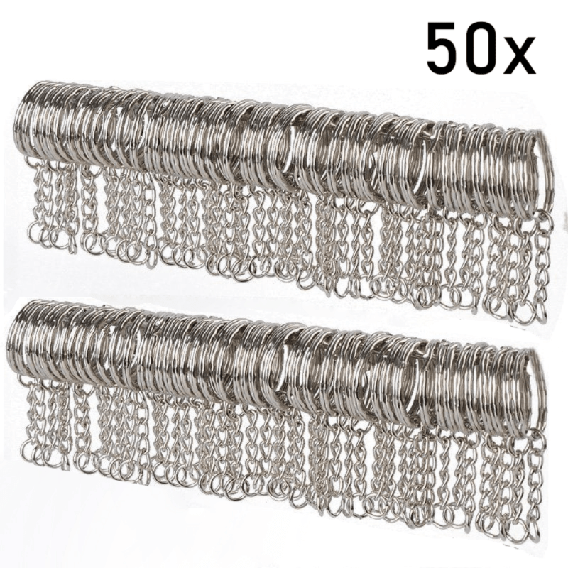 50pcs Metal Blank Keyring Keychain Split Rings for Men DIY Accessories