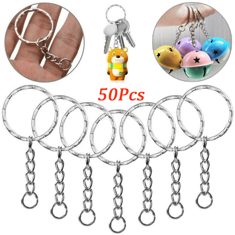 50pcs Metal Blank Keyring Keychain Split Rings for Men DIY Accessories