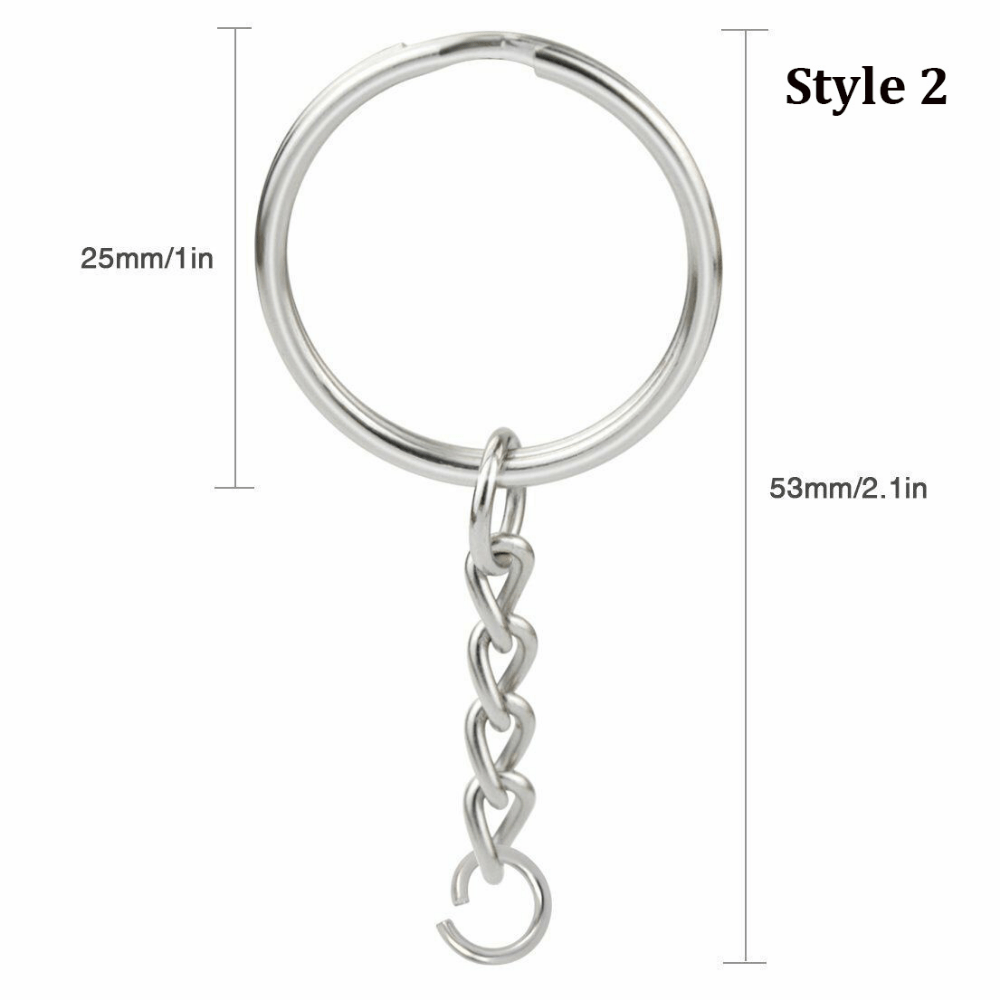 50pcs Metal Blank Keyring Keychain Split Rings for Men DIY Accessories