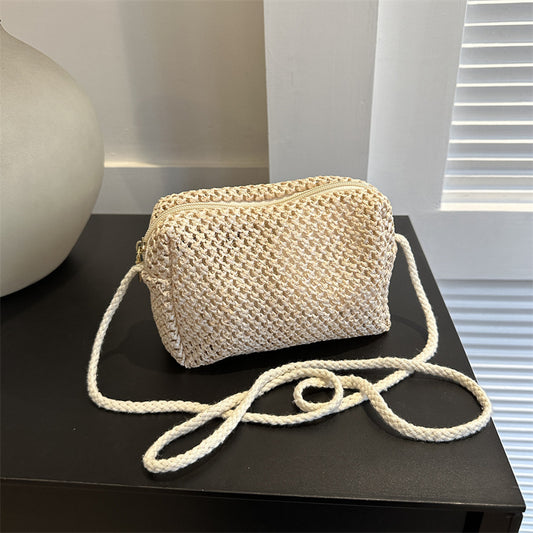 Minimalist Summer Woven Square Bag Solid Casual Straw Crossbody Bag