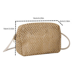 Minimalist Summer Woven Square Bag Solid Casual Straw Crossbody Bag