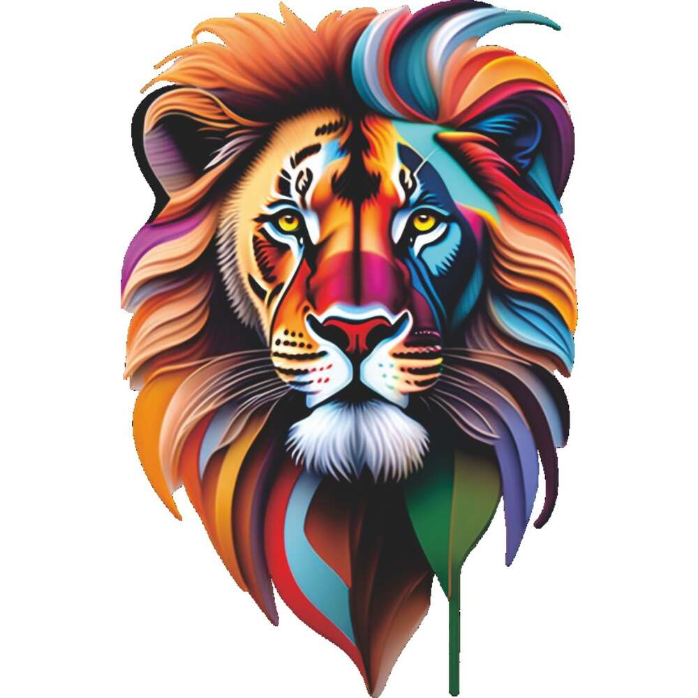 Colorful Lion Head Traveling Retro Decals Transfer Patches Heat Transfer Sticker