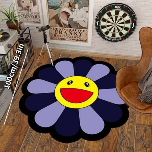 Colorful Sunflower Rug Baby Play Mat Round Crawling Pad