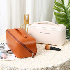 Women's Portable Cosmetic Bag PU Leather Travel Toiletry Wash Bag
