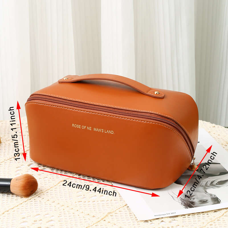 Women's Portable Cosmetic Bag PU Leather Travel Toiletry Wash Bag