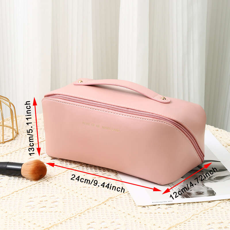 Women's Portable Cosmetic Bag PU Leather Travel Toiletry Wash Bag