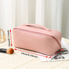 Women's Portable Cosmetic Bag PU Leather Travel Toiletry Wash Bag
