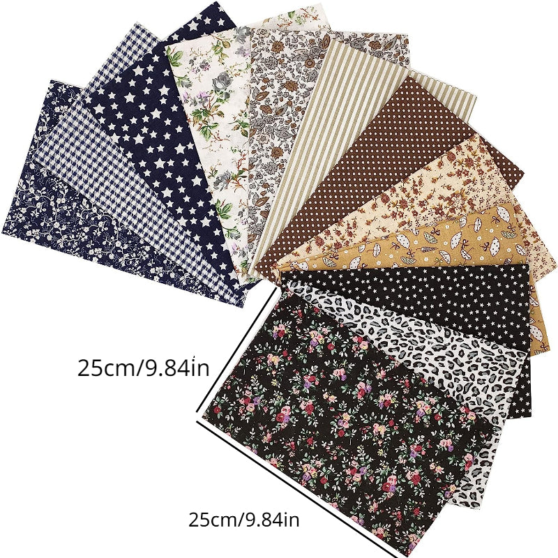 12 Pcs 9.84in Sewing Patterns Precut Fabrics for Quilting Squares DIY Crafting
