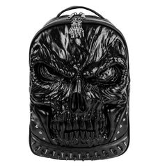 Skull Shape Leather Travel Backpack Men Women Large Capacity Shoulder Bag