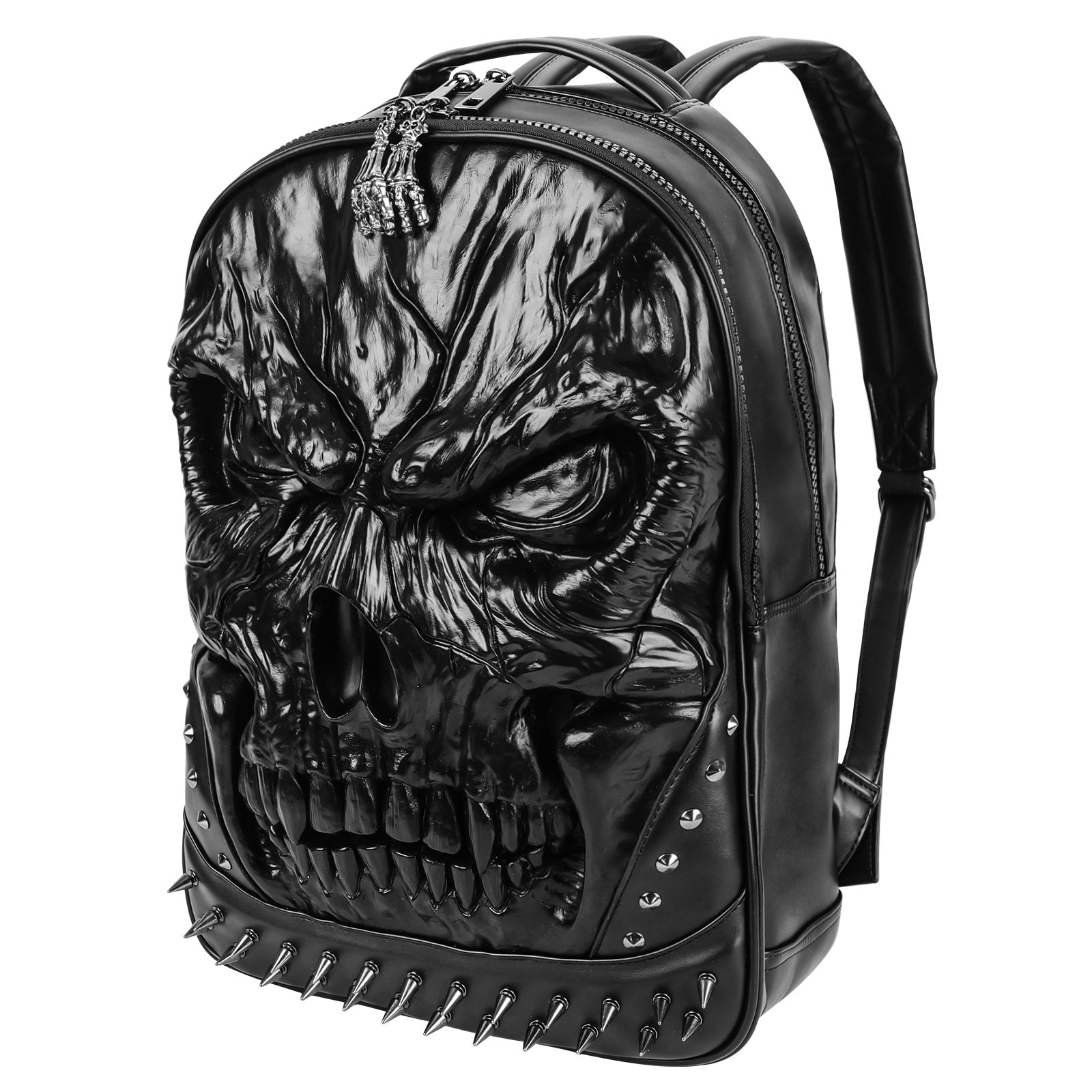 Skull Shape Leather Travel Backpack Men Women Large Capacity Shoulder Bag