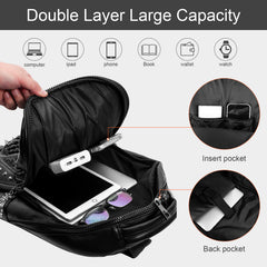 Skull Shape Leather Travel Backpack Men Women Large Capacity Shoulder Bag