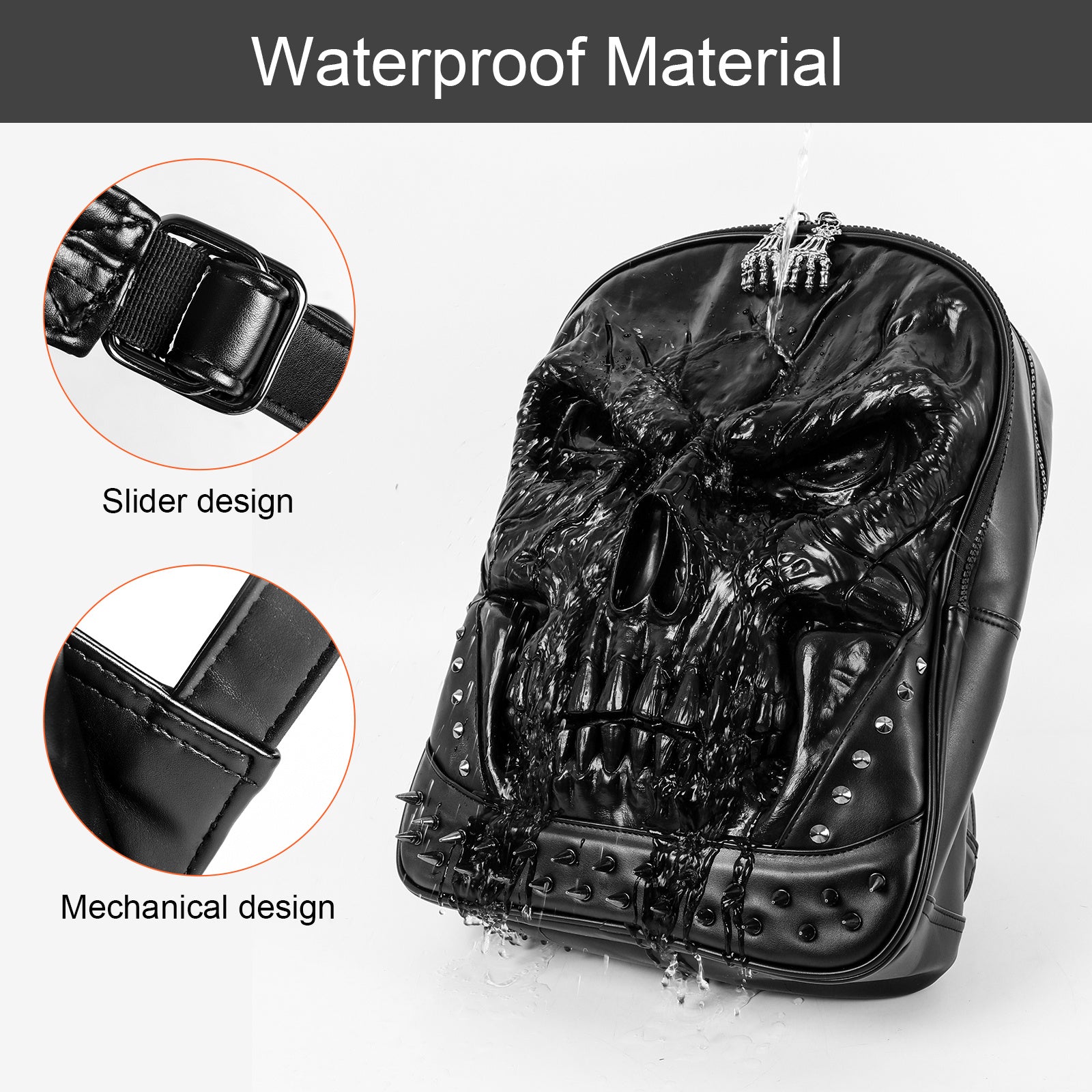 Skull Shape Leather Travel Backpack Men Women Large Capacity Shoulder Bag