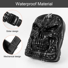 Skull Shape Leather Travel Backpack Men Women Large Capacity Shoulder Bag