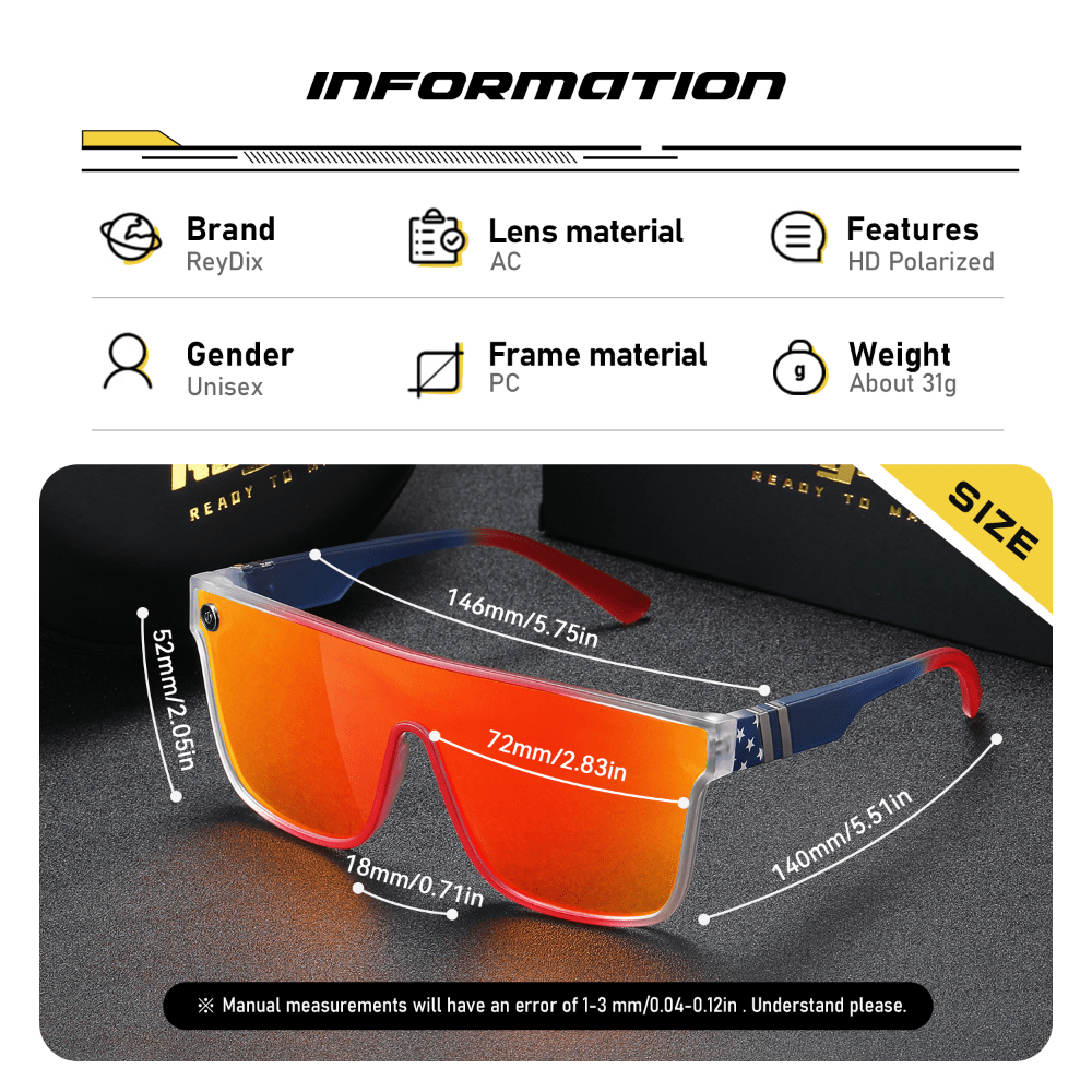 ReyDix Polarized Sports Sunglasses Unisex Fishing Mountaineering Driving