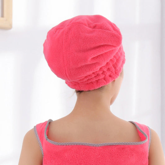 Bow Hair Drying Cap Coral Fleece Towel Women's Soft Absorbent Shower Cap