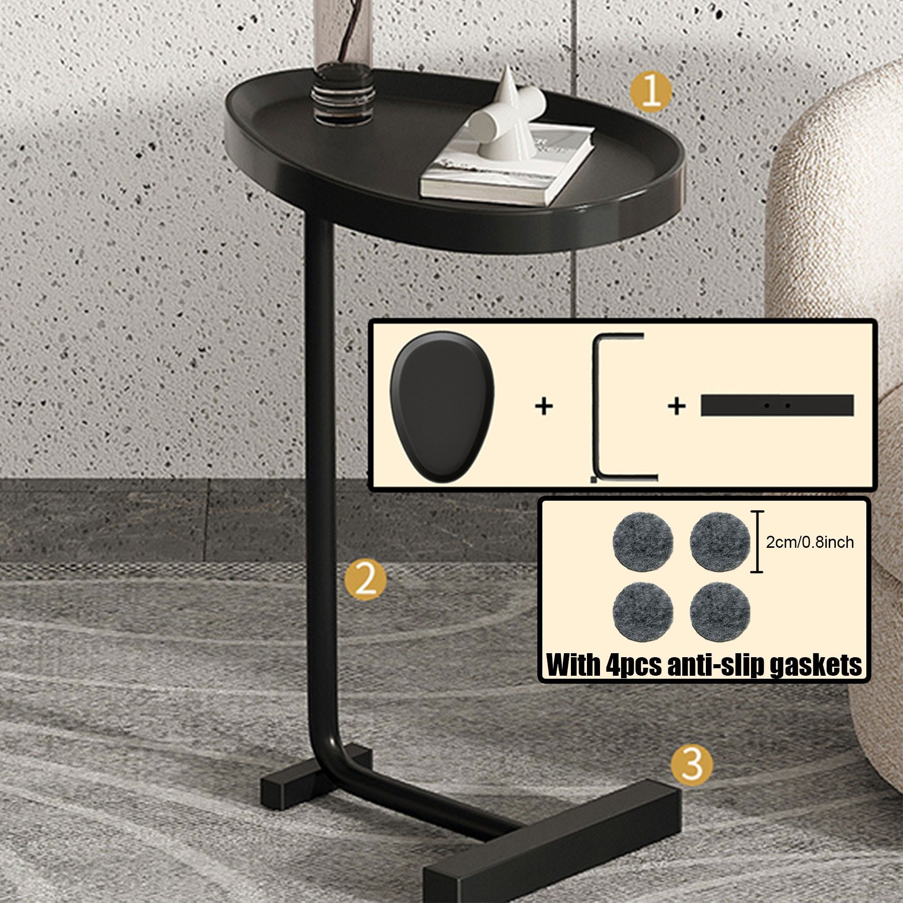 Golden Small Coffee Table Corner Table Bedside Table for Living Room Bedroom