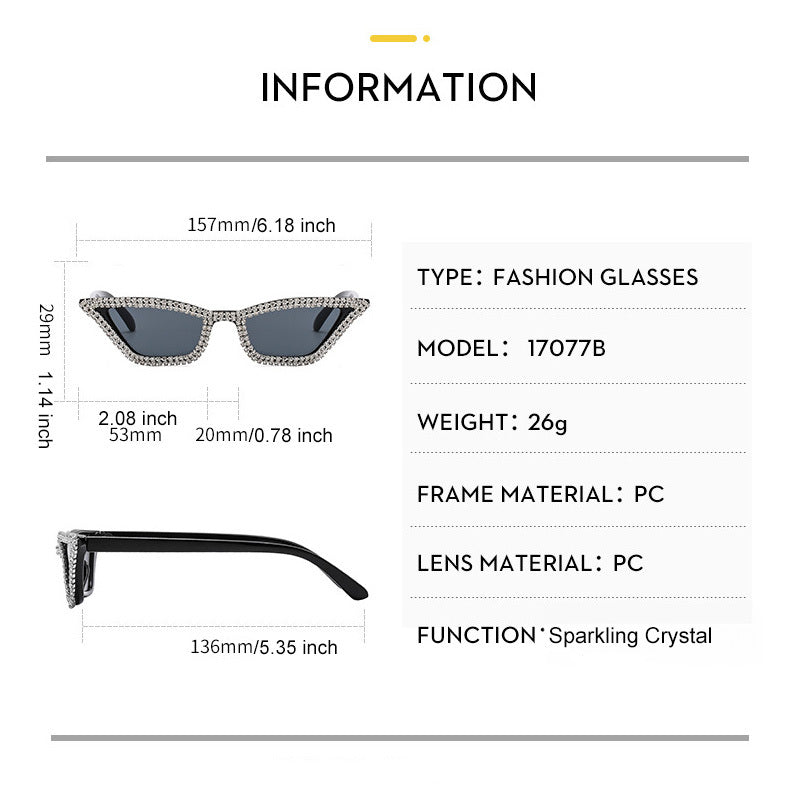 Cat Eye Sunglasses Vintage Style Rhinestone Summer Shades UV400