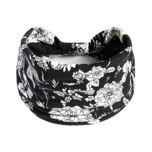 Flower Print Wide Headband Elastic Hairband For Yoga Fitness