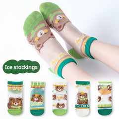 5Pairs Kids Ice Silk Thin Summer Cartoon Socks