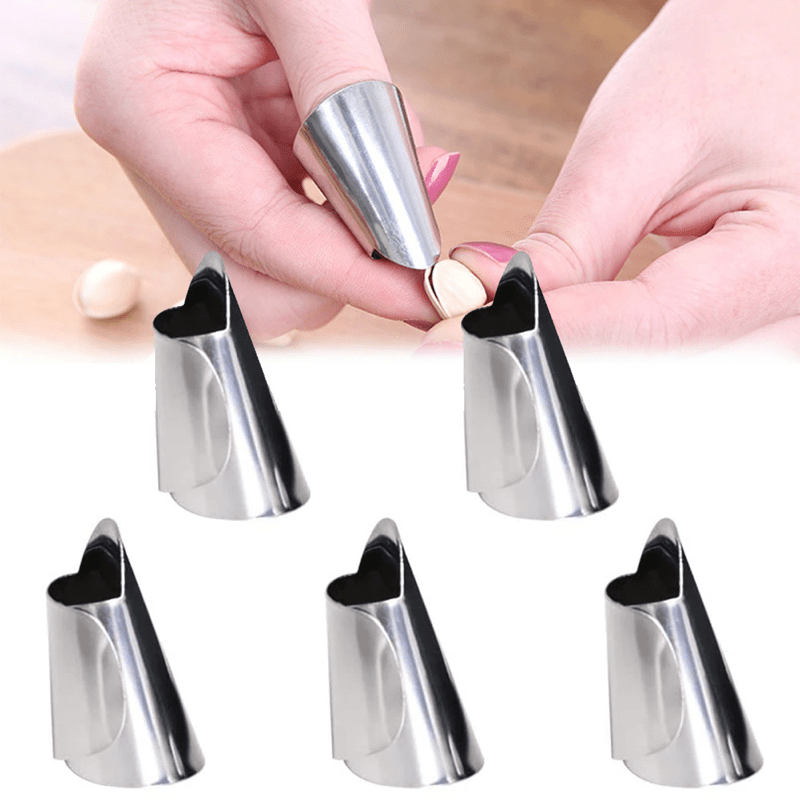 5pcs Finger Guard Stainless Steel Finger Protector Adjustable Nut Peeler