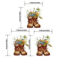 Vintage Sunflower Cowboy Boots Heat Transfer Iron on Patches For Men