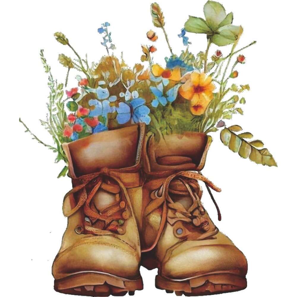 Vintage Sunflower Cowboy Boots Heat Transfer Iron on Patches For Men