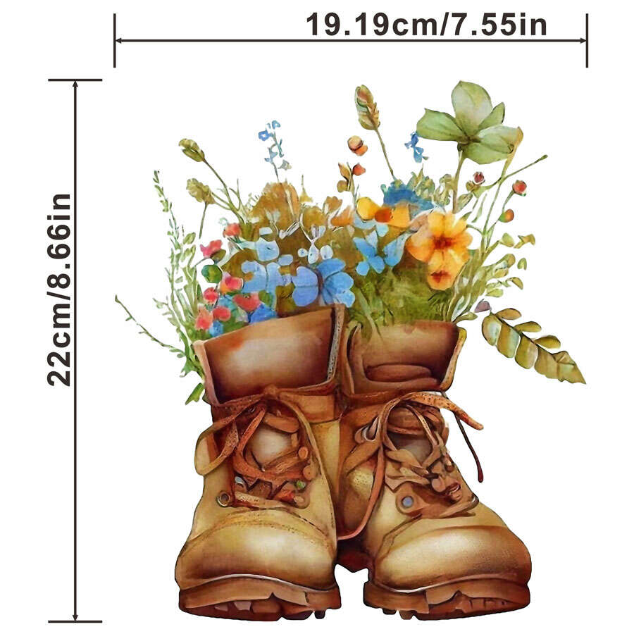 Vintage Sunflower Cowboy Boots Heat Transfer Iron on Patches For Men