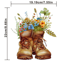 Vintage Sunflower Cowboy Boots Heat Transfer Iron on Patches For Men