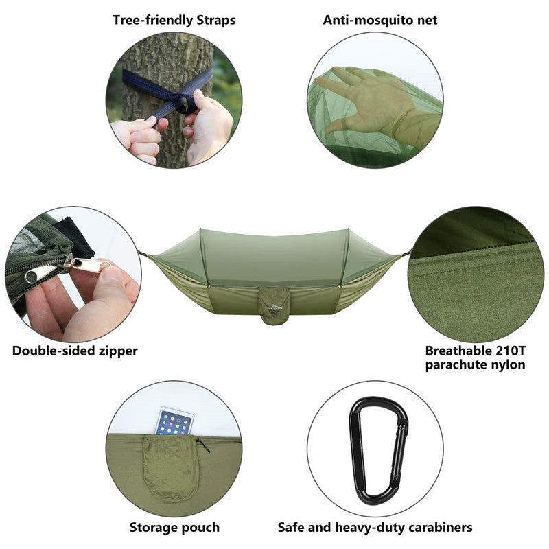 Portable Camping Hammock with Mosquito Net - Outdoor Parachute Swing