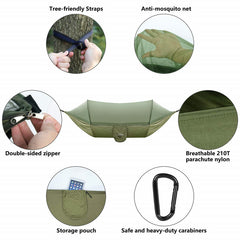 Portable Camping Hammock with Mosquito Net - Outdoor Parachute Swing