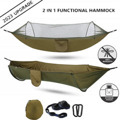 Portable Camping Hammock with Mosquito Net - Outdoor Parachute Swing
