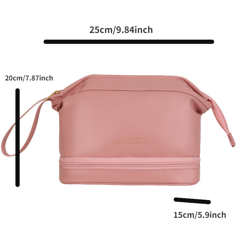 Double Layer Travel Makeup Bag Waterproof Toiletry Bag for Women with Zipper