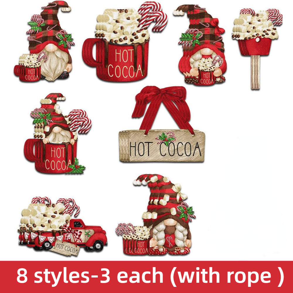 Wooden Santa Claus Hanging Decorations for Christmas Parties