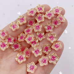 20pcs Flower Nail Art Charms With Rhinestones Flat Back Gems DIY Nail Salon