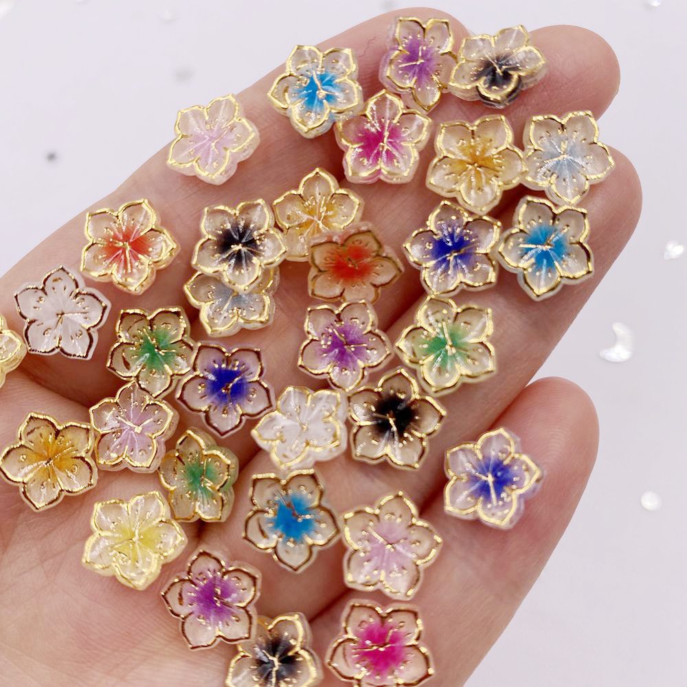 20pcs Flower Nail Art Charms With Rhinestones Flat Back Gems DIY Nail Salon