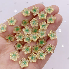 20pcs Flower Nail Art Charms With Rhinestones Flat Back Gems DIY Nail Salon