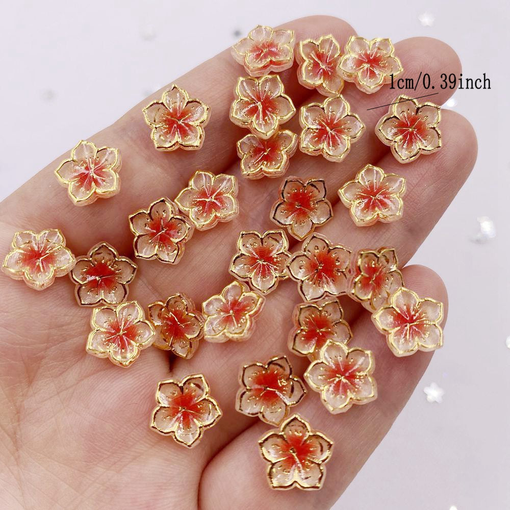 20pcs Flower Nail Art Charms With Rhinestones Flat Back Gems DIY Nail Salon