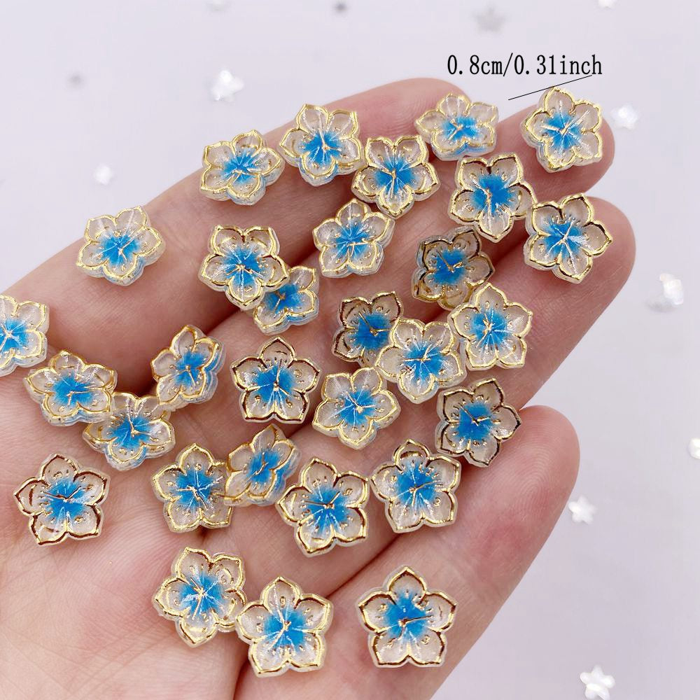 20pcs Flower Nail Art Charms With Rhinestones Flat Back Gems DIY Nail Salon