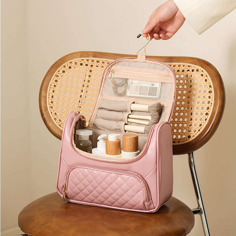 Argyle Pattern Makeup Bag Zipper Cosmetic Handbag Toiletry Wash Bag