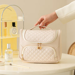 Argyle Pattern Makeup Bag Zipper Cosmetic Handbag Toiletry Wash Bag