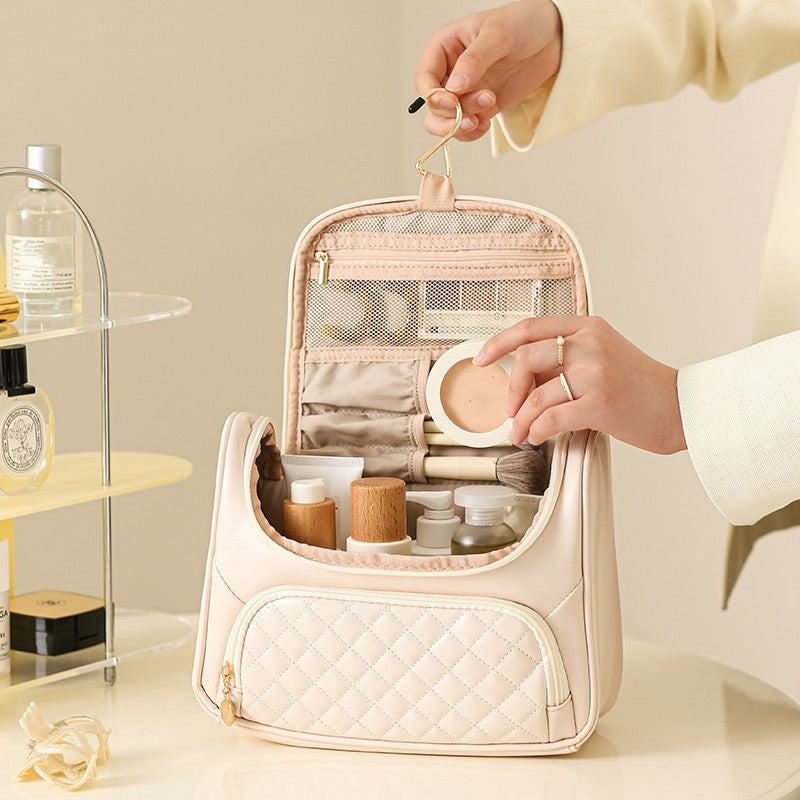 Argyle Pattern Makeup Bag Zipper Cosmetic Handbag Toiletry Wash Bag