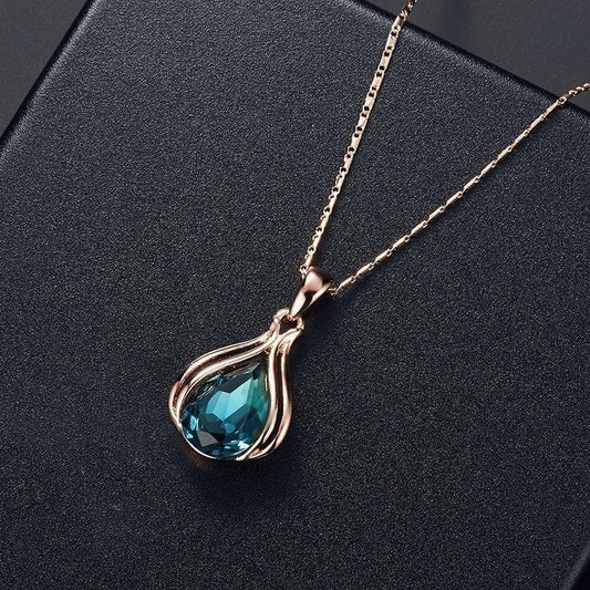 Water Droplet Pendant Necklace Earrings Set for Wedding